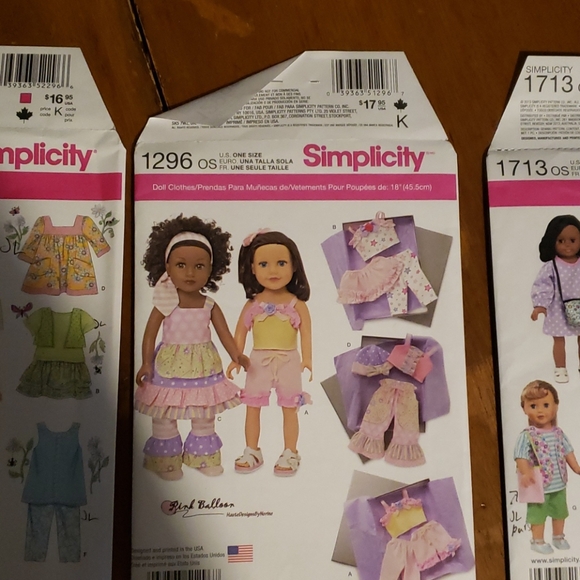 Doll Clothing Patterns Simplicity x 3 - Picture 6 of 8